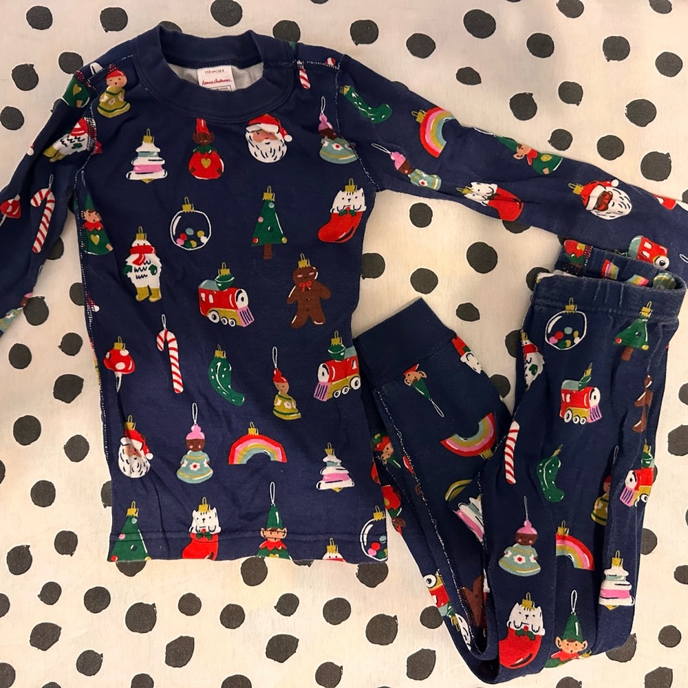Hanna Andersson Kids Pajama Set - Navy with Festive Print